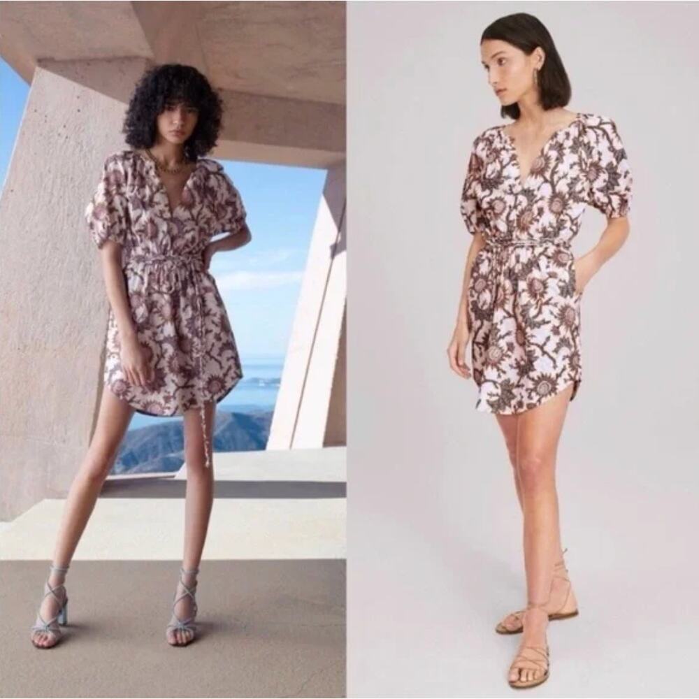 A.L.C. Adelaide Mini Dress Sz 6 Puff Sleeve Belted Spring Resort $395